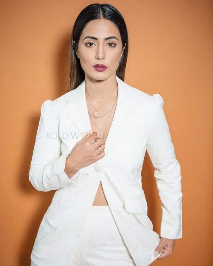 Bollywood Actress Hina Khan White Dress Photoshoot Stills 02