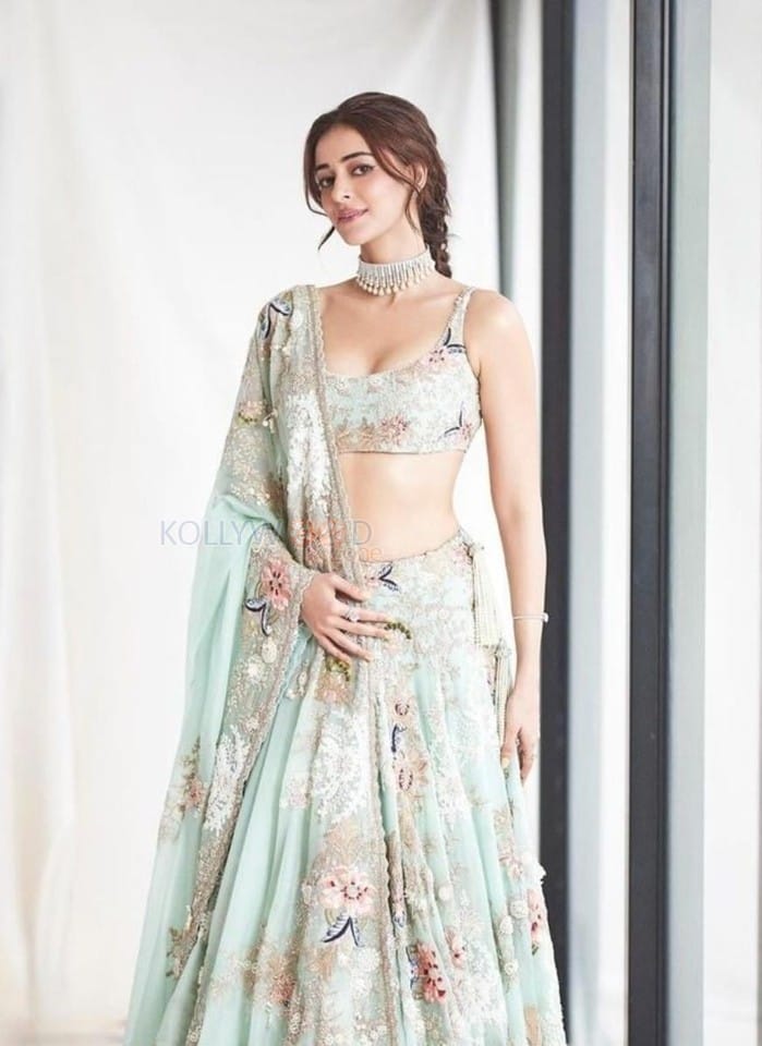 Breathtaking Ananya Panday in a Pastel Green Floral Lehenga Pictures 02