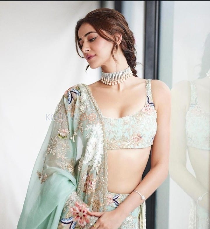 Breathtaking Ananya Panday in a Pastel Green Floral Lehenga Pictures 03