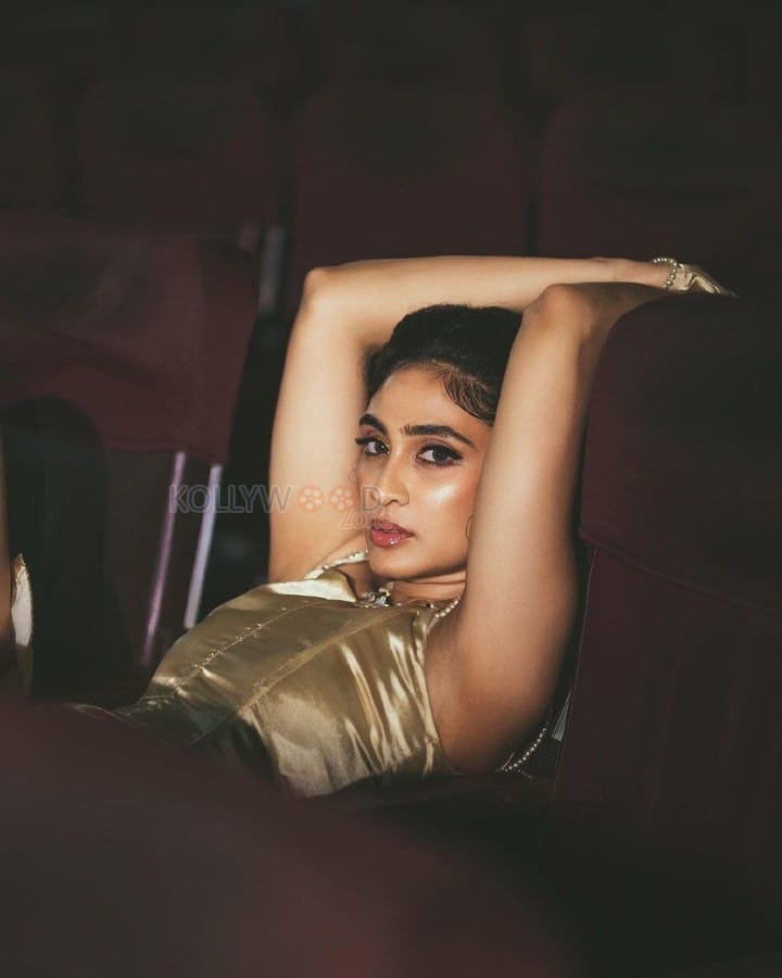 Captivating Deepti Sati in a Yellow Gold Satin Mini Dress Photoshoot Stills 03