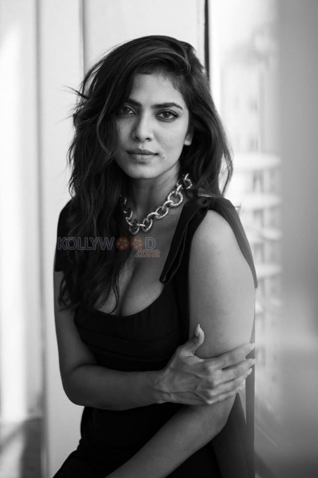 Charming and Curvy Malavika Mohanan in a Black Stills 02