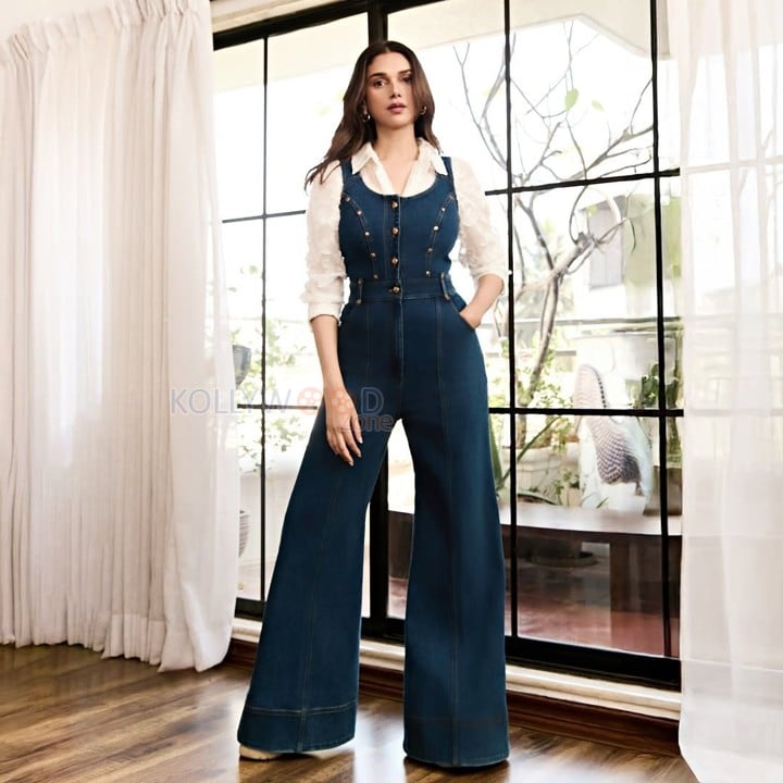 Chic Aditi Rao Hydari in a Stylish Denim Dungaree Pictures 01