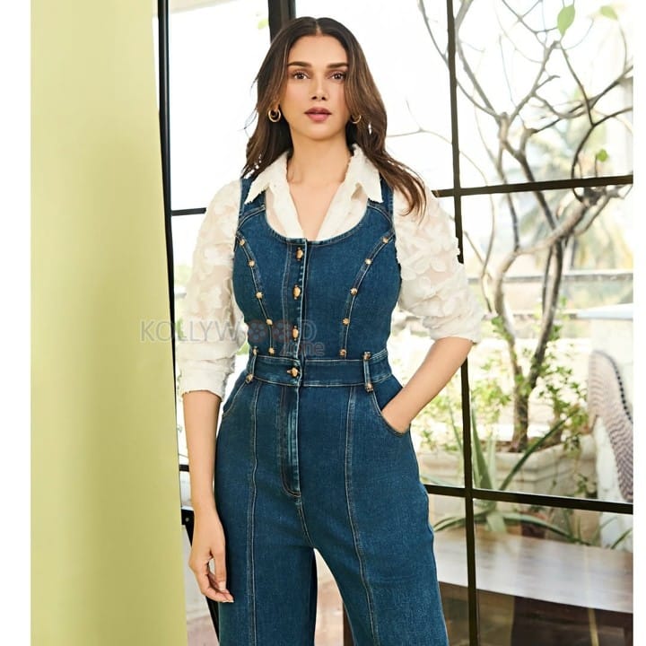 Chic Aditi Rao Hydari in a Stylish Denim Dungaree Pictures 03