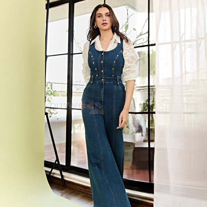 Chic Aditi Rao Hydari in a Stylish Denim Dungaree Pictures 08