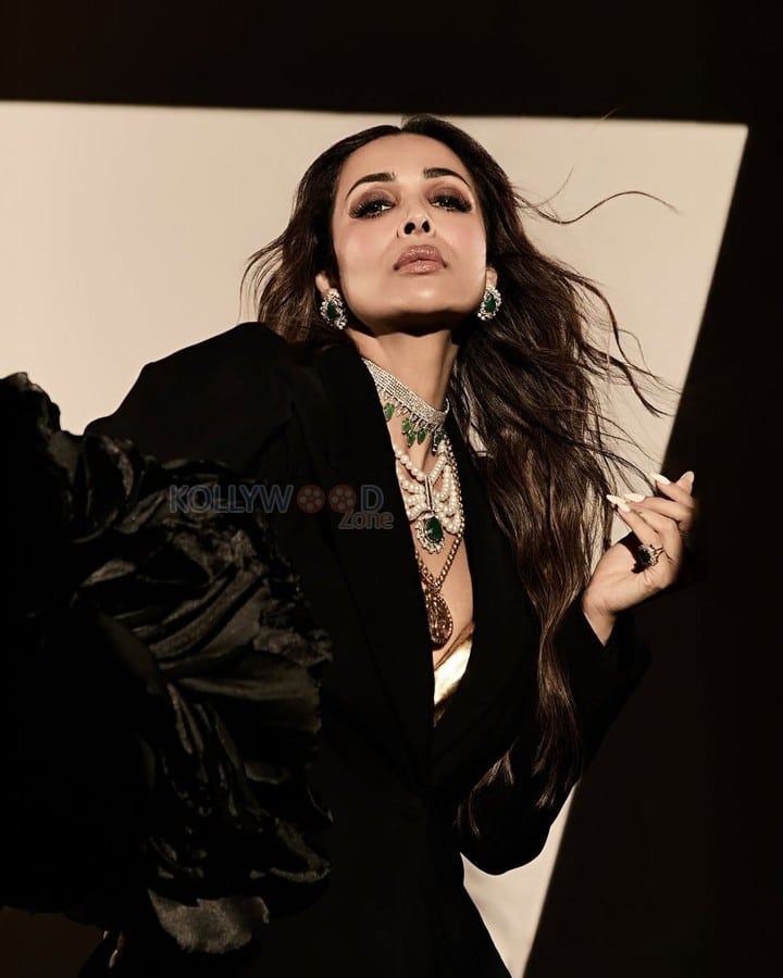 Classy Malaika Arora in a Black Pantsuit Photos 01