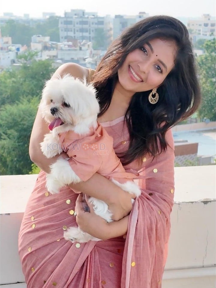 Game Changer Actress Anjali in a Pink Saree Photos 02