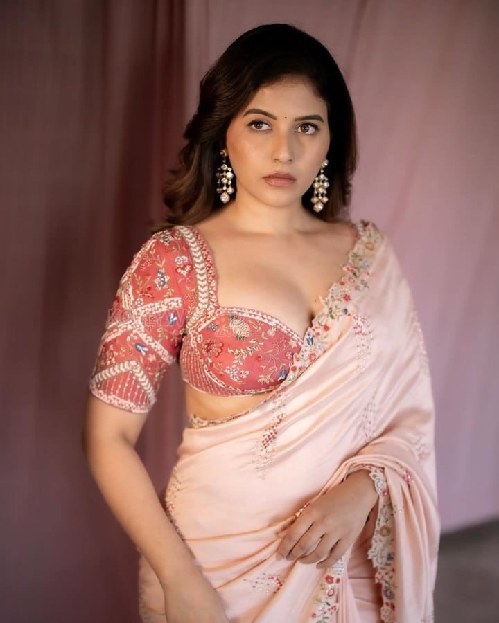 Gorgeous Anjali in a Light Pink Saree Pictures 03