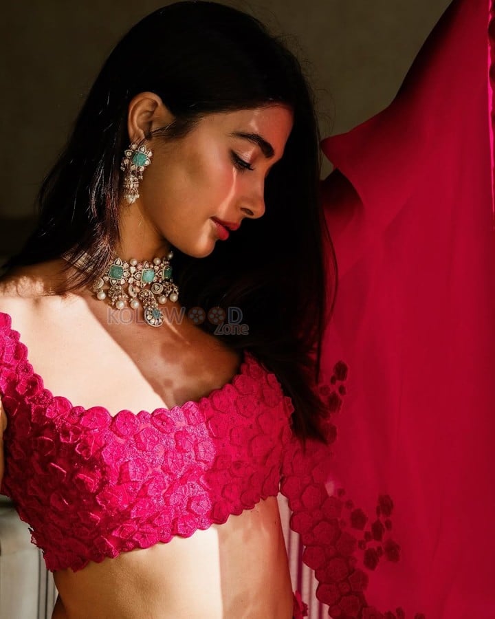 Gorgeous Pooja Hegde in a Pink Lehenga Pictures 03