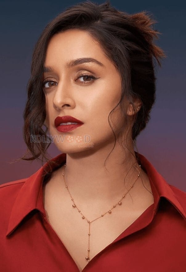 Gorgeous Shraddha Kapoor in a Red Satin Top with Red Lipstick Pictures 02