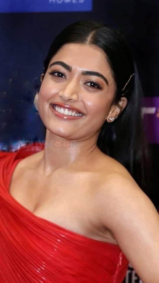 Happy Birthday Rashmika Mandanna in a Red Dress Pictures 01