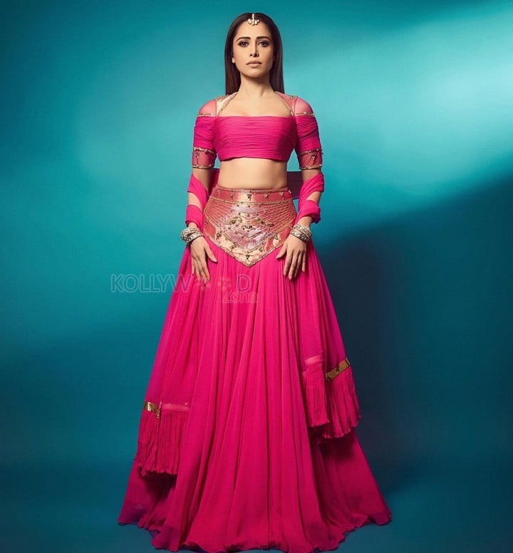 Hot Nushrratt Bharuccha in a Manish Gharat Pink Chiffon Lehenga Photos 03