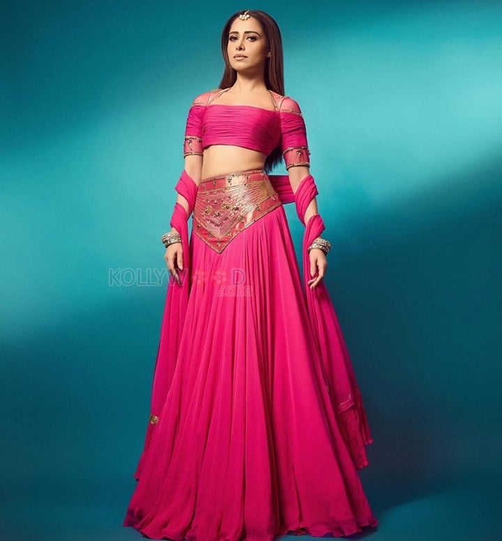 Hot Nushrratt Bharuccha in a Manish Gharat Pink Chiffon Lehenga Photos 04