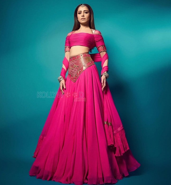 Hot Nushrratt Bharuccha in a Manish Gharat Pink Chiffon Lehenga Photos 05