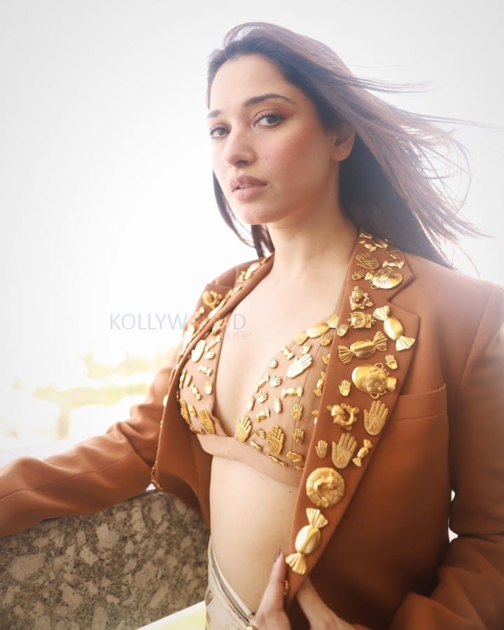 Hot Tamannaah Bhatia in an Embellished Bralette Top and Skirt Photos 05