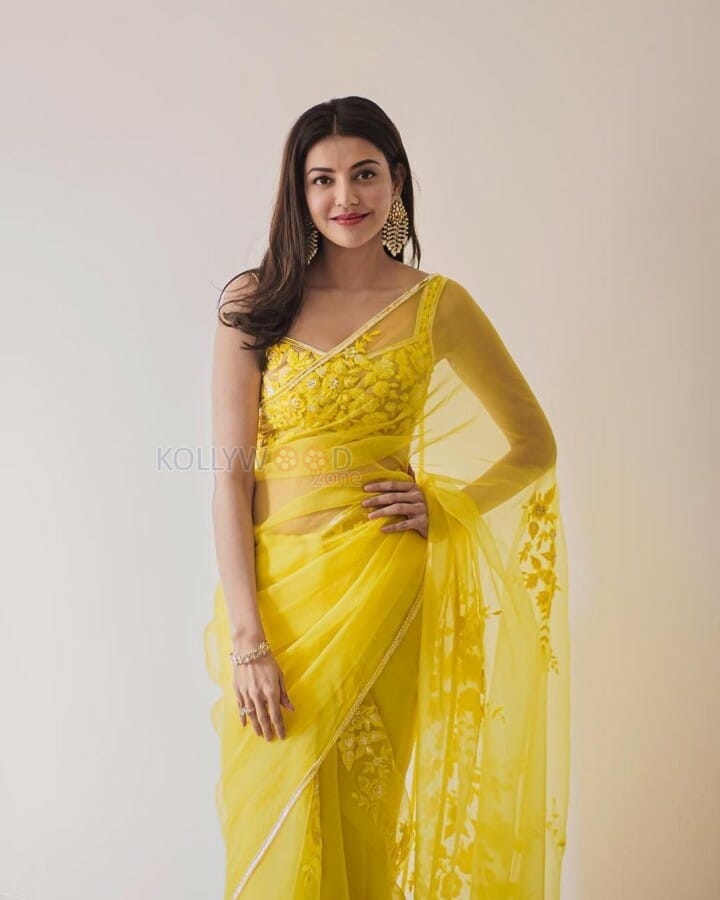 Kajal Aggarwal Yellow Saree Photoshoot Stills