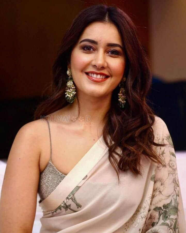 Raashi Khanna Glam Transparent Saree Photos 01