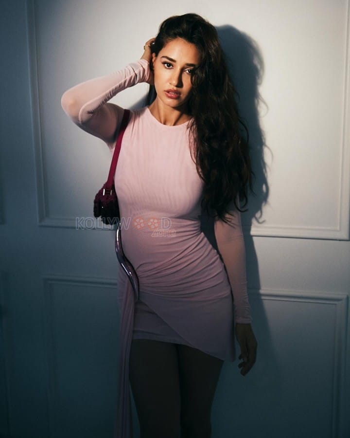 Sexy Disha Patani in a Pink Pastel Bodycon Mini Dress Pictures 08