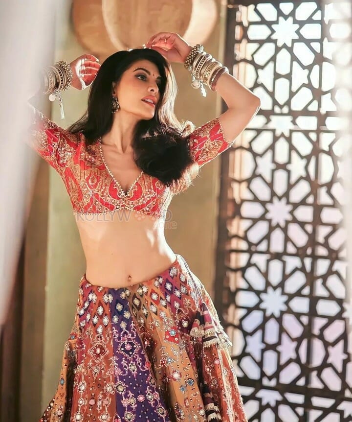 Sexy Jacqueline Fernandez showing navel in a Traditional Lehenga Photoshoot Stills 07