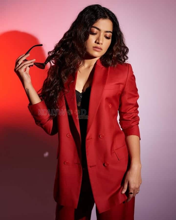 Southern Beauty Rashmika Mandanna in a Red Outfit Pictures 01