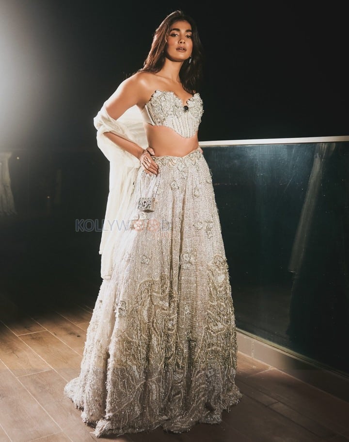 Stunning Pooja Hegde in a Silver Floral Lehenga Pictures 05