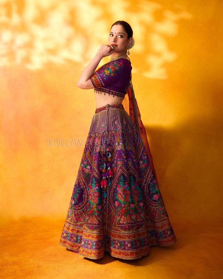 Stunning Tamannaah Bhatia in a Gorgeous Purple Lehenga Photos 05