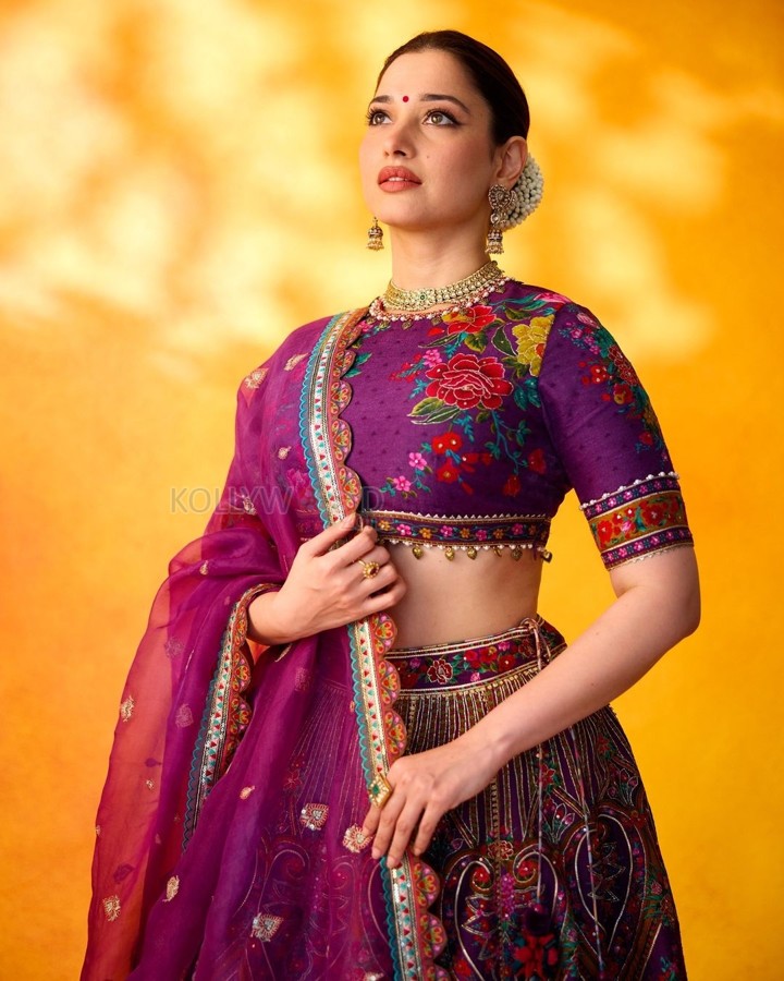 Stunning Tamannaah Bhatia in a Gorgeous Purple Lehenga Photos 07