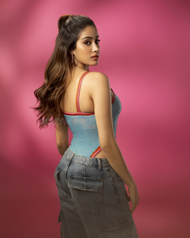 Styish Janhvi Kapoor in a Mahi Bodysuit with Cargo Pants Photos 03