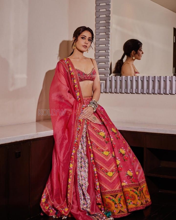 Tollywood Beauty Raashi Khanna in a Floral Printed Lehenga Photos 06