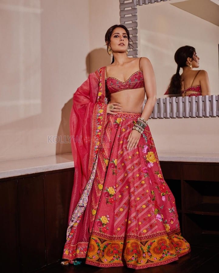 Tollywood Beauty Raashi Khanna in a Floral Printed Lehenga Photos 07