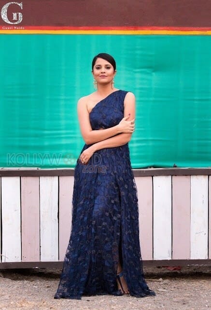 Anchor Anasuya Blue Dress Pictures