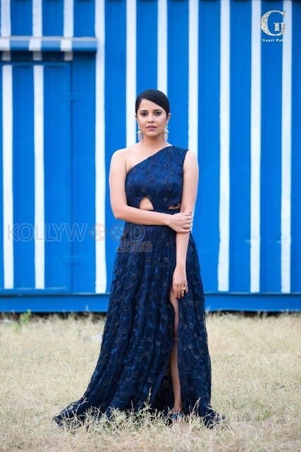 Anchor Anasuya Blue Dress Pictures