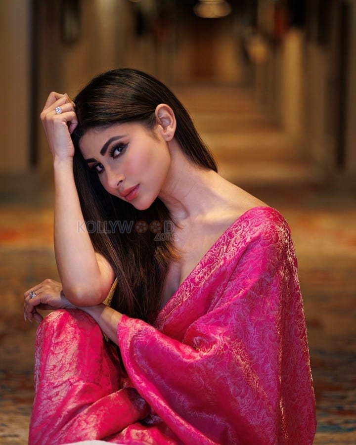 Sexy Mouni Roy Navel in a Pink Saree Pictures 02