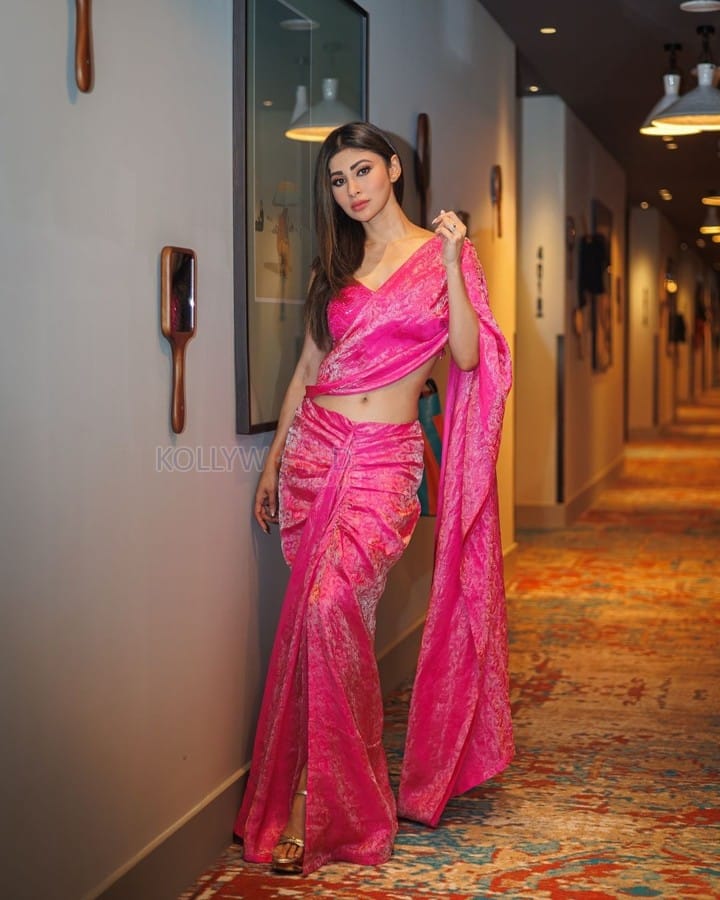 Sexy Mouni Roy Navel in a Pink Saree Pictures 03