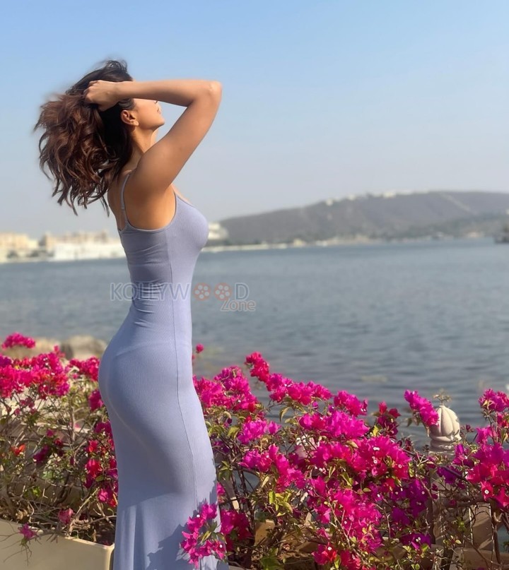 Stylish Vaani Kapoor in a Lavender Bodycon Dress Photos 02