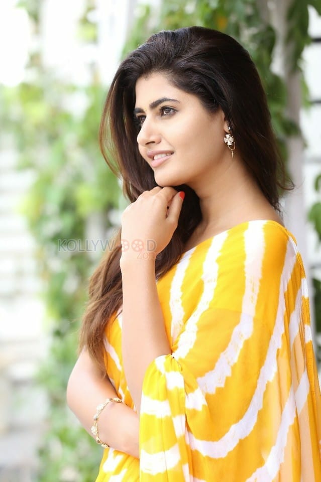 Actress Ashima Narwal Yellow Saree Photoshoot Pictures