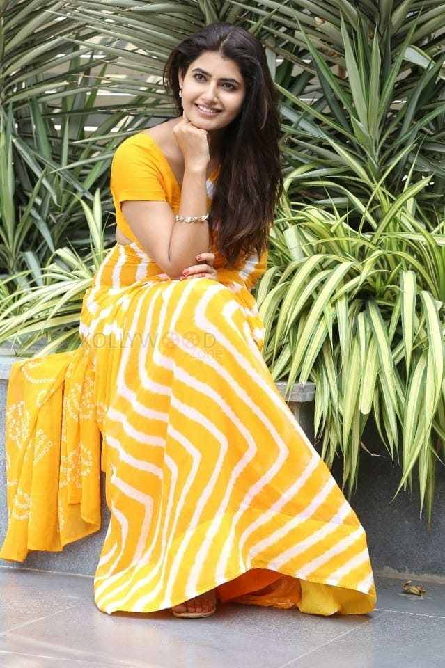 Actress Ashima Narwal Yellow Saree Photoshoot Pictures