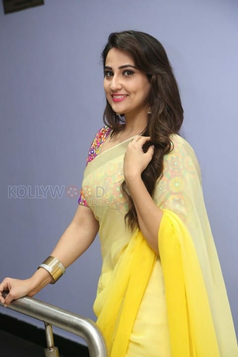 Actress Manjusha Yellow Saree Photos