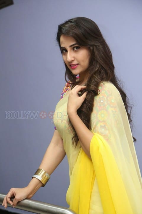 Actress Manjusha Yellow Saree Photos