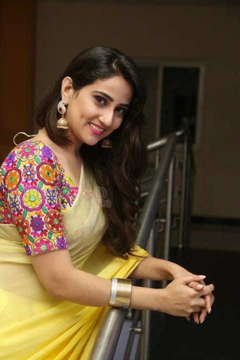 Actress Manjusha Yellow Saree Photos