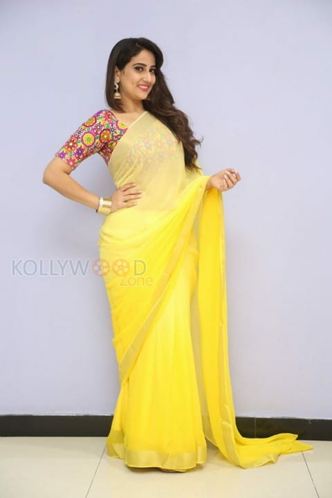 Actress Manjusha Yellow Saree Photos