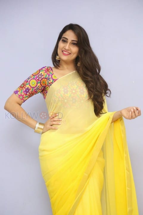 Actress Manjusha Yellow Saree Photos