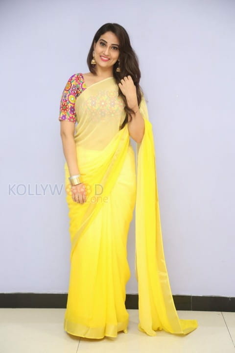 Actress Manjusha Yellow Saree Photos