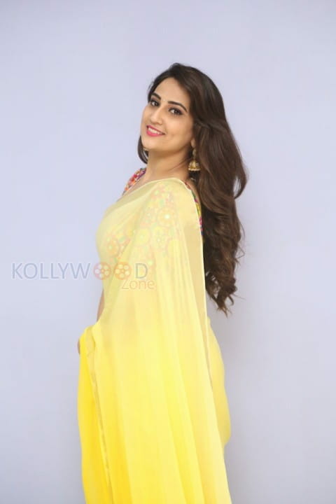 Actress Manjusha Yellow Saree Photos