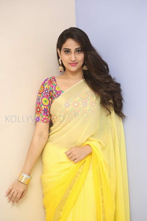 Actress Manjusha Yellow Saree Photos