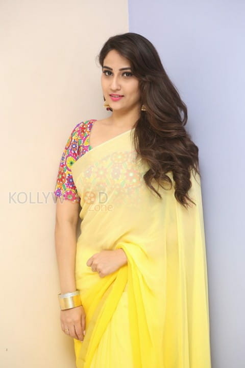 Actress Manjusha Yellow Saree Photos