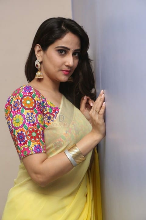 Actress Manjusha Yellow Saree Photos