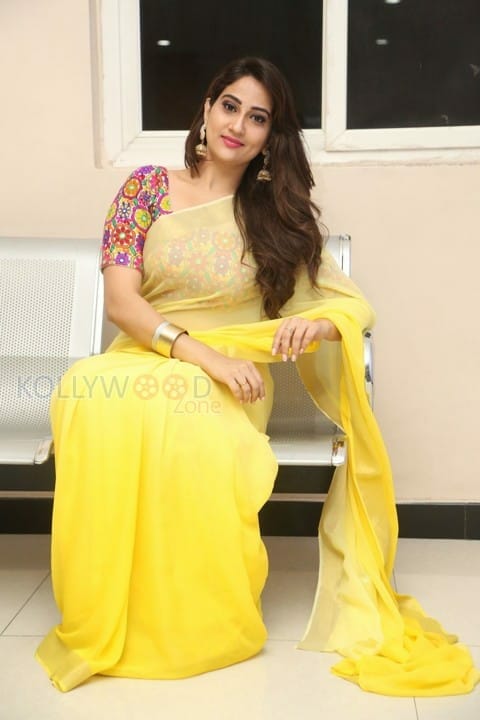 Actress Manjusha Yellow Saree Photos