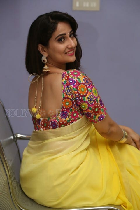 Actress Manjusha Yellow Saree Photos