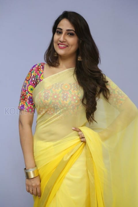 Actress Manjusha Yellow Saree Photos