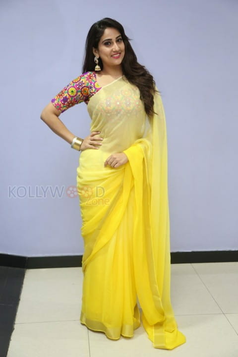 Actress Manjusha Yellow Saree Photos